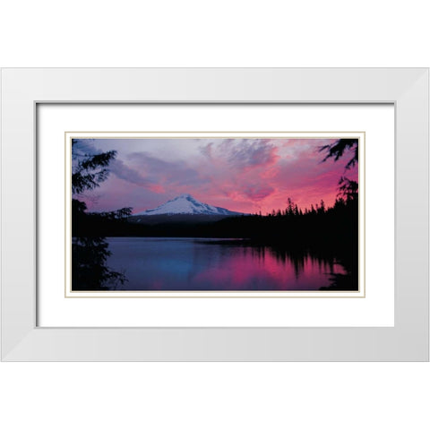 Mt. Hood XXX White Modern Wood Framed Art Print with Double Matting by Leahy, Ike