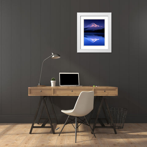 Peace White Modern Wood Framed Art Print with Double Matting by Leahy, Ike