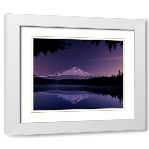Trillium Lake White Modern Wood Framed Art Print with Double Matting by Leahy, Ike