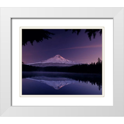 Trillium Lake White Modern Wood Framed Art Print with Double Matting by Leahy, Ike