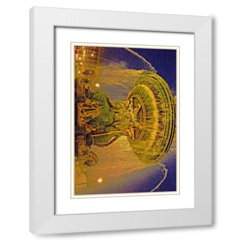 Golden Fountain I White Modern Wood Framed Art Print with Double Matting by Love, Maureen