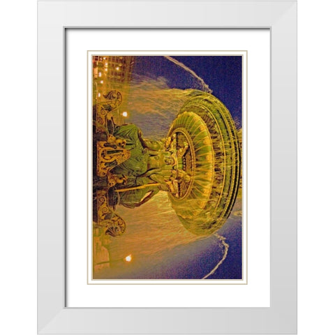 Golden Fountain I White Modern Wood Framed Art Print with Double Matting by Love, Maureen