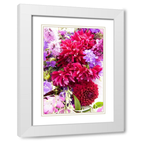 Fuschia Dalhia I White Modern Wood Framed Art Print with Double Matting by Love, Maureen