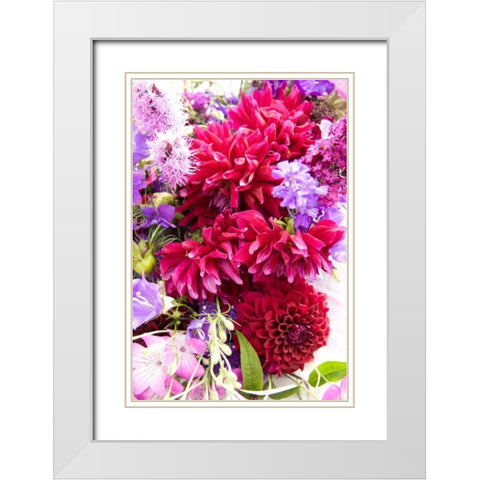 Fuschia Dalhia I White Modern Wood Framed Art Print with Double Matting by Love, Maureen