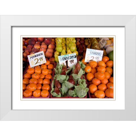 Fruit Stand III White Modern Wood Framed Art Print with Double Matting by Love, Maureen