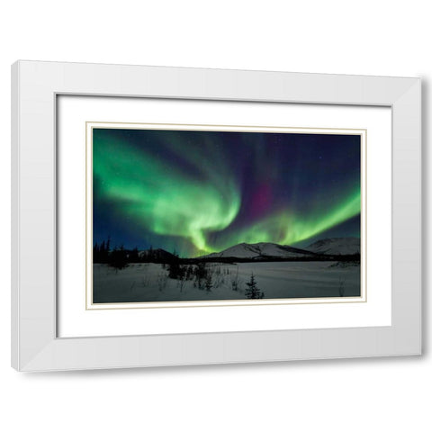 Aurora Borealis I White Modern Wood Framed Art Print with Double Matting by Malvin, Larry