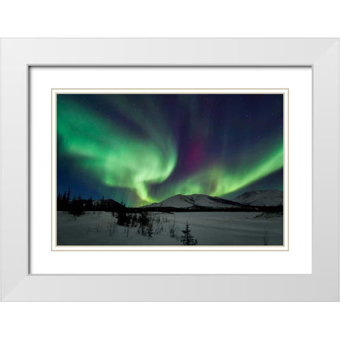 Aurora Borealis I White Modern Wood Framed Art Print with Double Matting by Malvin, Larry