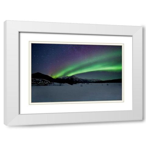 Aurora Borealis II White Modern Wood Framed Art Print with Double Matting by Malvin, Larry