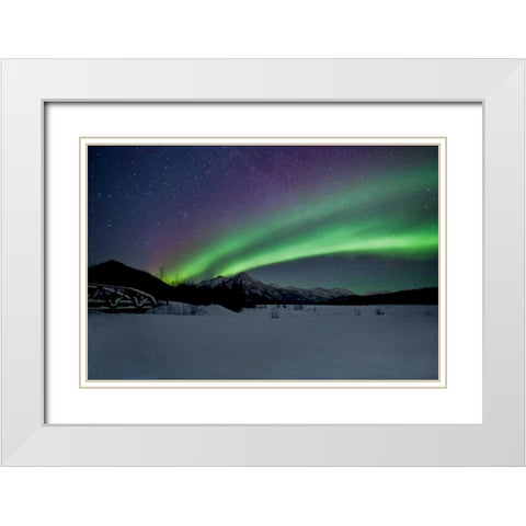 Aurora Borealis II White Modern Wood Framed Art Print with Double Matting by Malvin, Larry