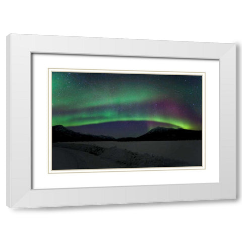 Aurora Borealis III White Modern Wood Framed Art Print with Double Matting by Malvin, Larry