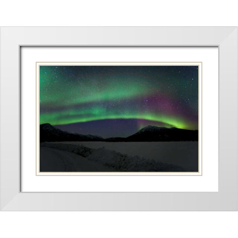 Aurora Borealis III White Modern Wood Framed Art Print with Double Matting by Malvin, Larry