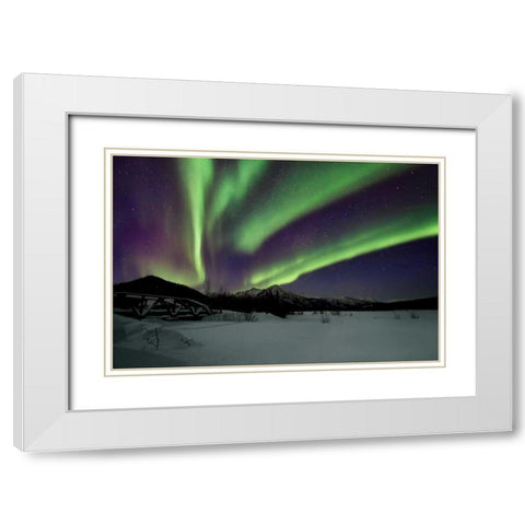 Aurora Borealis IV White Modern Wood Framed Art Print with Double Matting by Malvin, Larry
