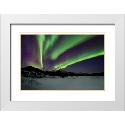 Aurora Borealis IV White Modern Wood Framed Art Print with Double Matting by Malvin, Larry