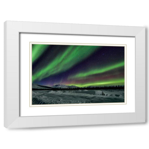Aurora Borealis V White Modern Wood Framed Art Print with Double Matting by Malvin, Larry