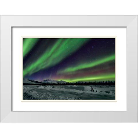 Aurora Borealis V White Modern Wood Framed Art Print with Double Matting by Malvin, Larry