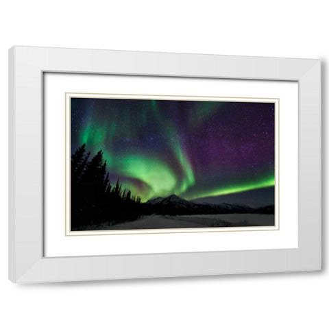 Aurora Borealis VI White Modern Wood Framed Art Print with Double Matting by Malvin, Larry