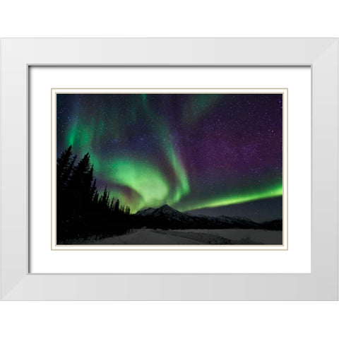 Aurora Borealis VI White Modern Wood Framed Art Print with Double Matting by Malvin, Larry