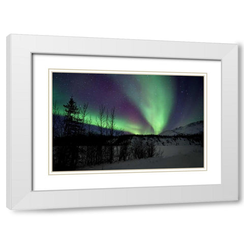 Aurora Borealis VII White Modern Wood Framed Art Print with Double Matting by Malvin, Larry