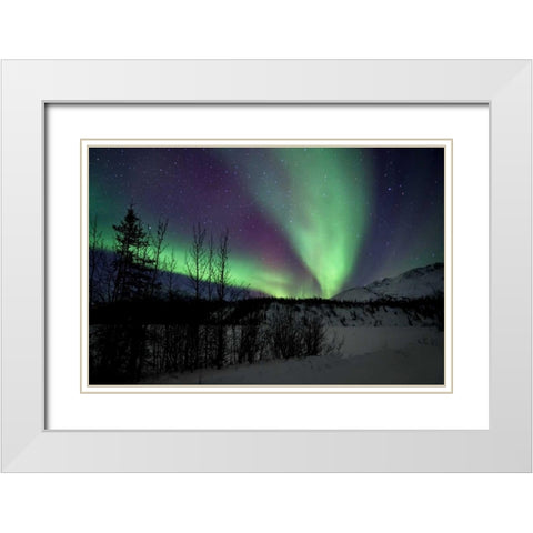 Aurora Borealis VII White Modern Wood Framed Art Print with Double Matting by Malvin, Larry