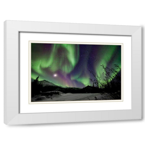 Aurora Borealis VIII White Modern Wood Framed Art Print with Double Matting by Malvin, Larry