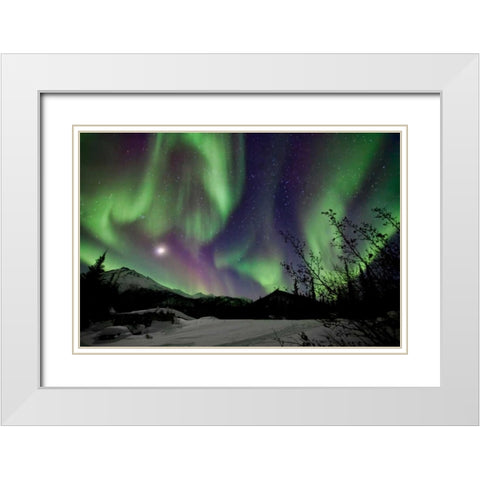 Aurora Borealis VIII White Modern Wood Framed Art Print with Double Matting by Malvin, Larry
