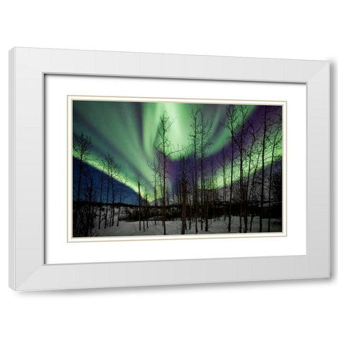Aurora Borealis IX White Modern Wood Framed Art Print with Double Matting by Malvin, Larry