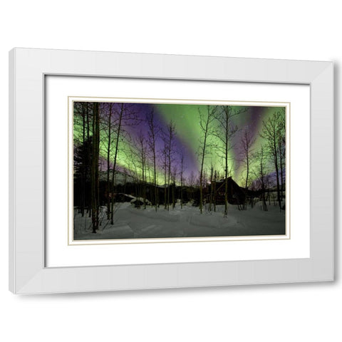 Aurora Borealis XII White Modern Wood Framed Art Print with Double Matting by Malvin, Larry