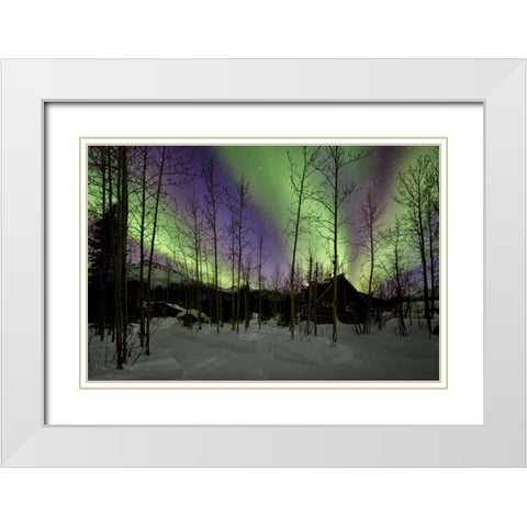 Aurora Borealis XII White Modern Wood Framed Art Print with Double Matting by Malvin, Larry
