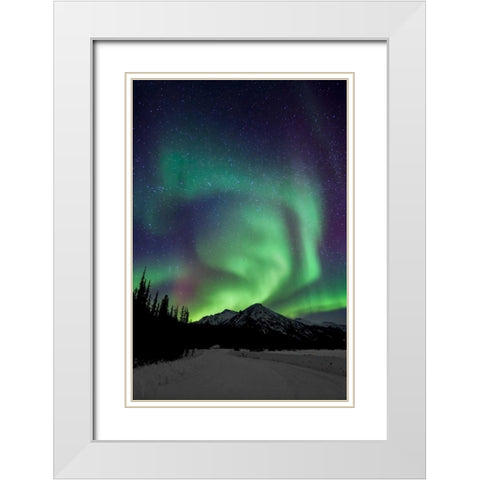 Aurora Borealis XIII White Modern Wood Framed Art Print with Double Matting by Malvin, Larry
