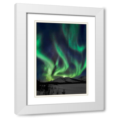 Aurora Borealis XIV White Modern Wood Framed Art Print with Double Matting by Malvin, Larry