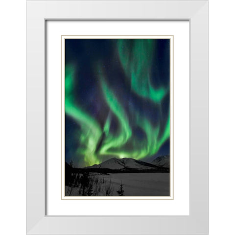 Aurora Borealis XIV White Modern Wood Framed Art Print with Double Matting by Malvin, Larry