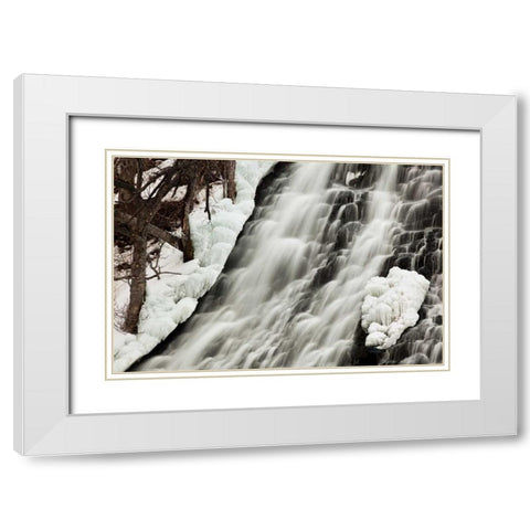 Oshinkoshin Falls I White Modern Wood Framed Art Print with Double Matting by Malvin, Larry