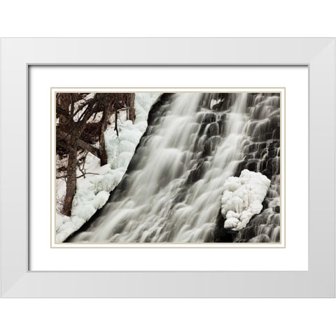 Oshinkoshin Falls I White Modern Wood Framed Art Print with Double Matting by Malvin, Larry