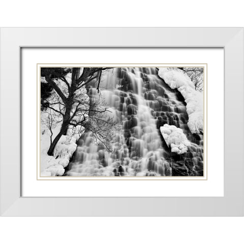 Oshinkoshin Falls II White Modern Wood Framed Art Print with Double Matting by Malvin, Larry