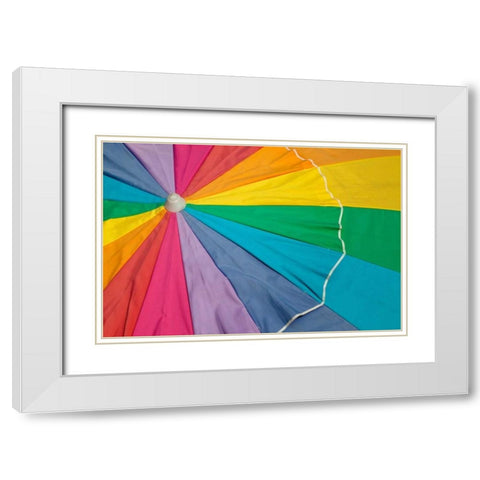 Beach Umbrella White Modern Wood Framed Art Print with Double Matting by Mahan, Kathy