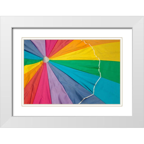 Beach Umbrella White Modern Wood Framed Art Print with Double Matting by Mahan, Kathy