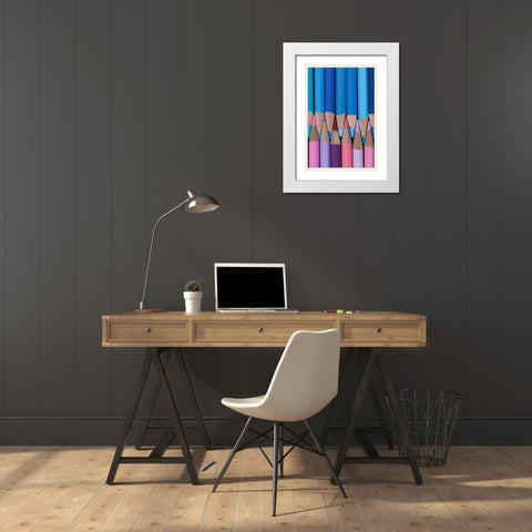 Colored Pencils II White Modern Wood Framed Art Print with Double Matting by Mahan, Kathy