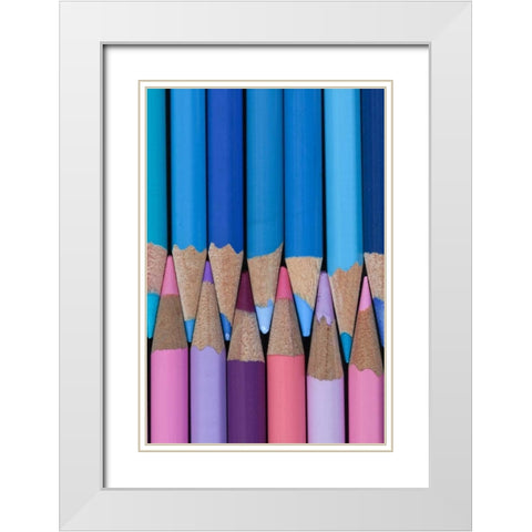 Colored Pencils II White Modern Wood Framed Art Print with Double Matting by Mahan, Kathy