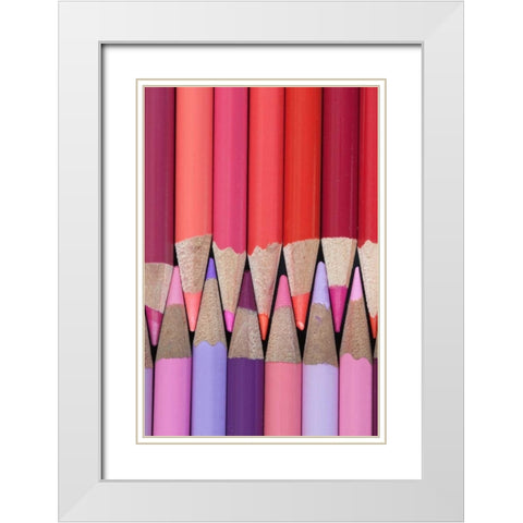Colored Pencils V White Modern Wood Framed Art Print with Double Matting by Mahan, Kathy