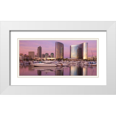 San Diego Waterfront I White Modern Wood Framed Art Print with Double Matting by Mahan, Kathy