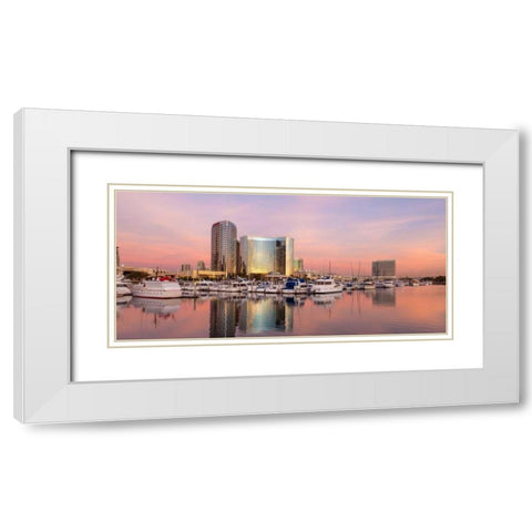 San Diego Waterfront II White Modern Wood Framed Art Print with Double Matting by Mahan, Kathy