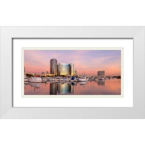 San Diego Waterfront II White Modern Wood Framed Art Print with Double Matting by Mahan, Kathy