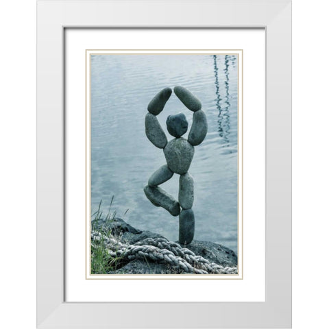 Art with Rocks I White Modern Wood Framed Art Print with Double Matting by Mahan, Kathy