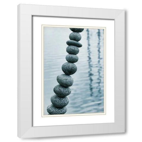 Art with Rocks II White Modern Wood Framed Art Print with Double Matting by Mahan, Kathy