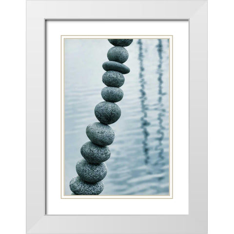 Art with Rocks II White Modern Wood Framed Art Print with Double Matting by Mahan, Kathy