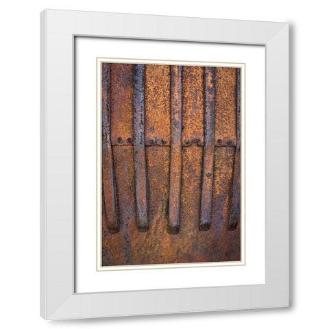 Rusty Metal V White Modern Wood Framed Art Print with Double Matting by Mahan, Kathy