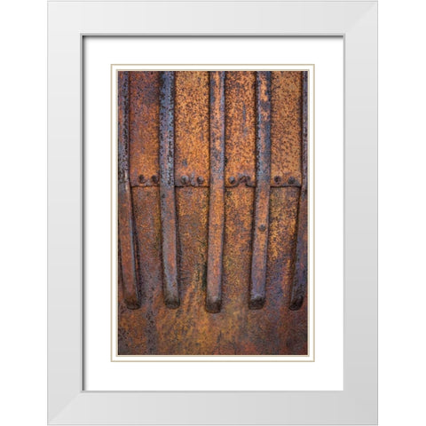 Rusty Metal V White Modern Wood Framed Art Print with Double Matting by Mahan, Kathy