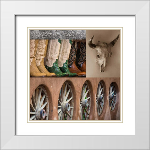 Southwest Collage I White Modern Wood Framed Art Print with Double Matting by Mahan, Kathy
