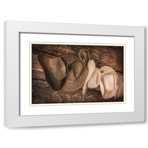 Cowboy Hats White Modern Wood Framed Art Print with Double Matting by Mahan, Kathy