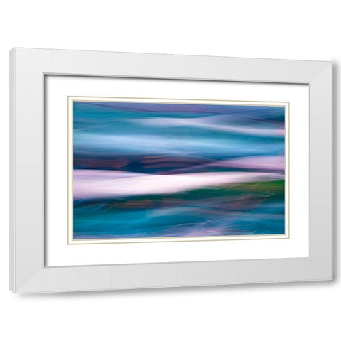 Waves of Blue I White Modern Wood Framed Art Print with Double Matting by Mahan, Kathy